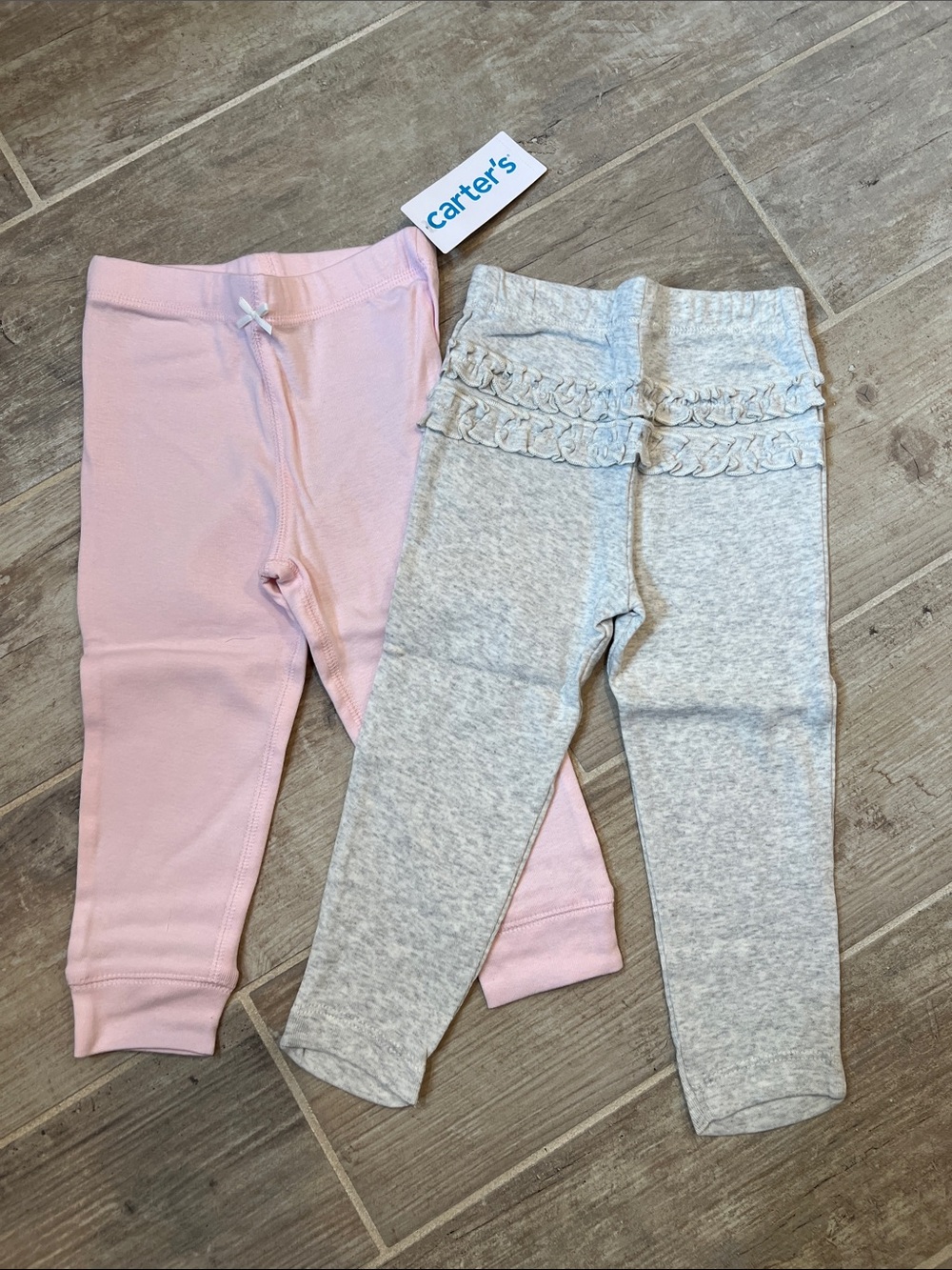 NWT Carter's Pink & Heather Gray Ruffle Waist Leggings - 2 Pack size 18 mo